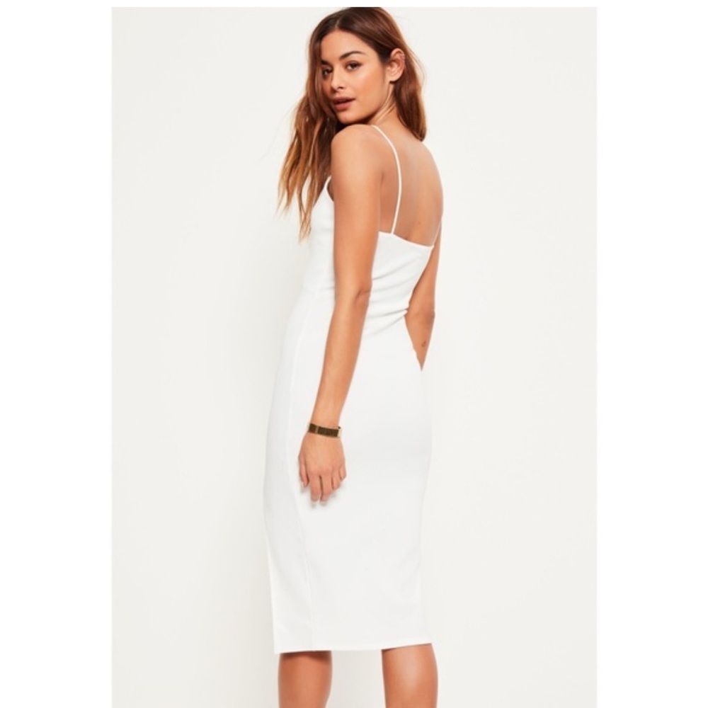 Missguided white scoop neck midi dress small stain